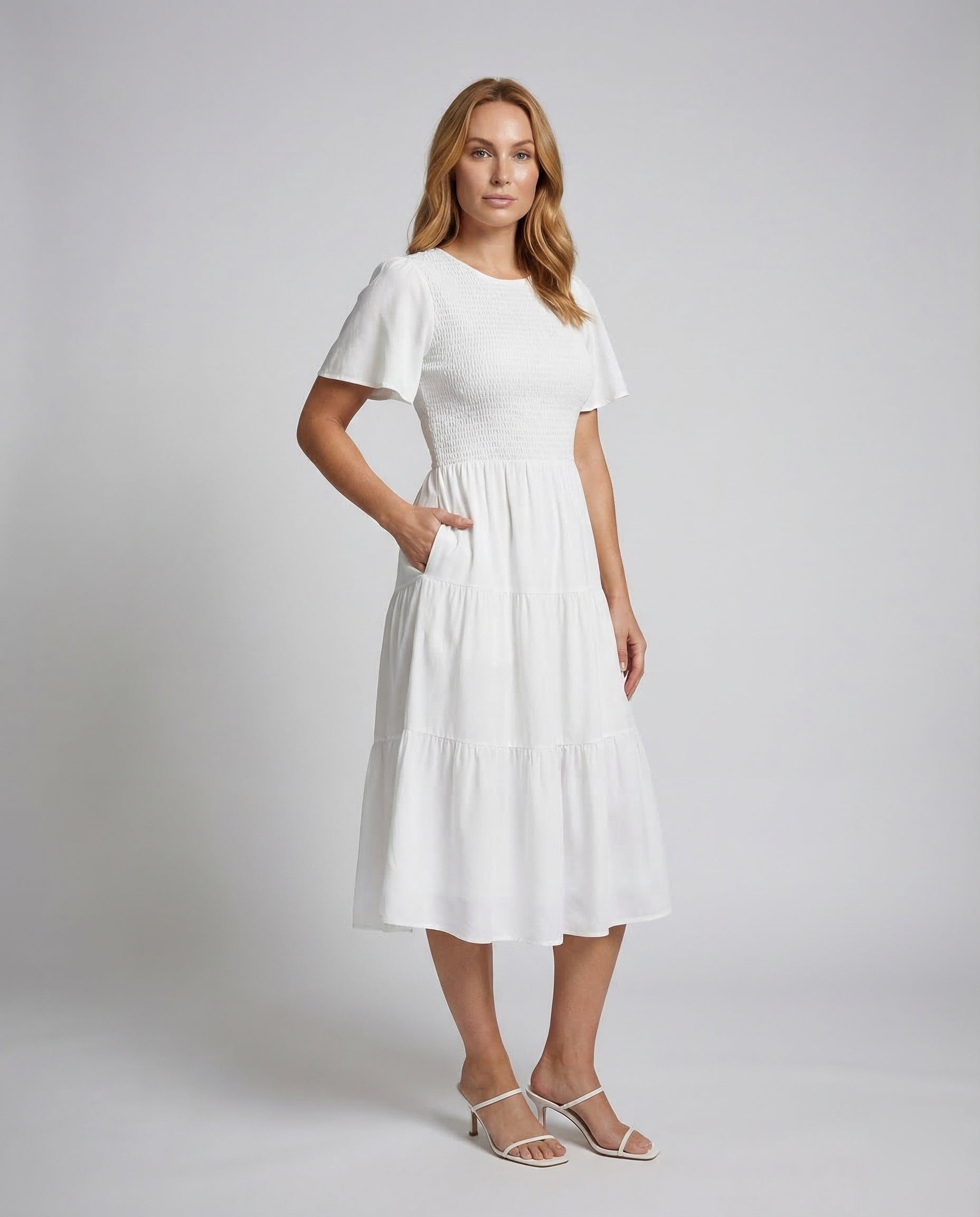 Damen Stufenkleid Kurzarm - Eveloria