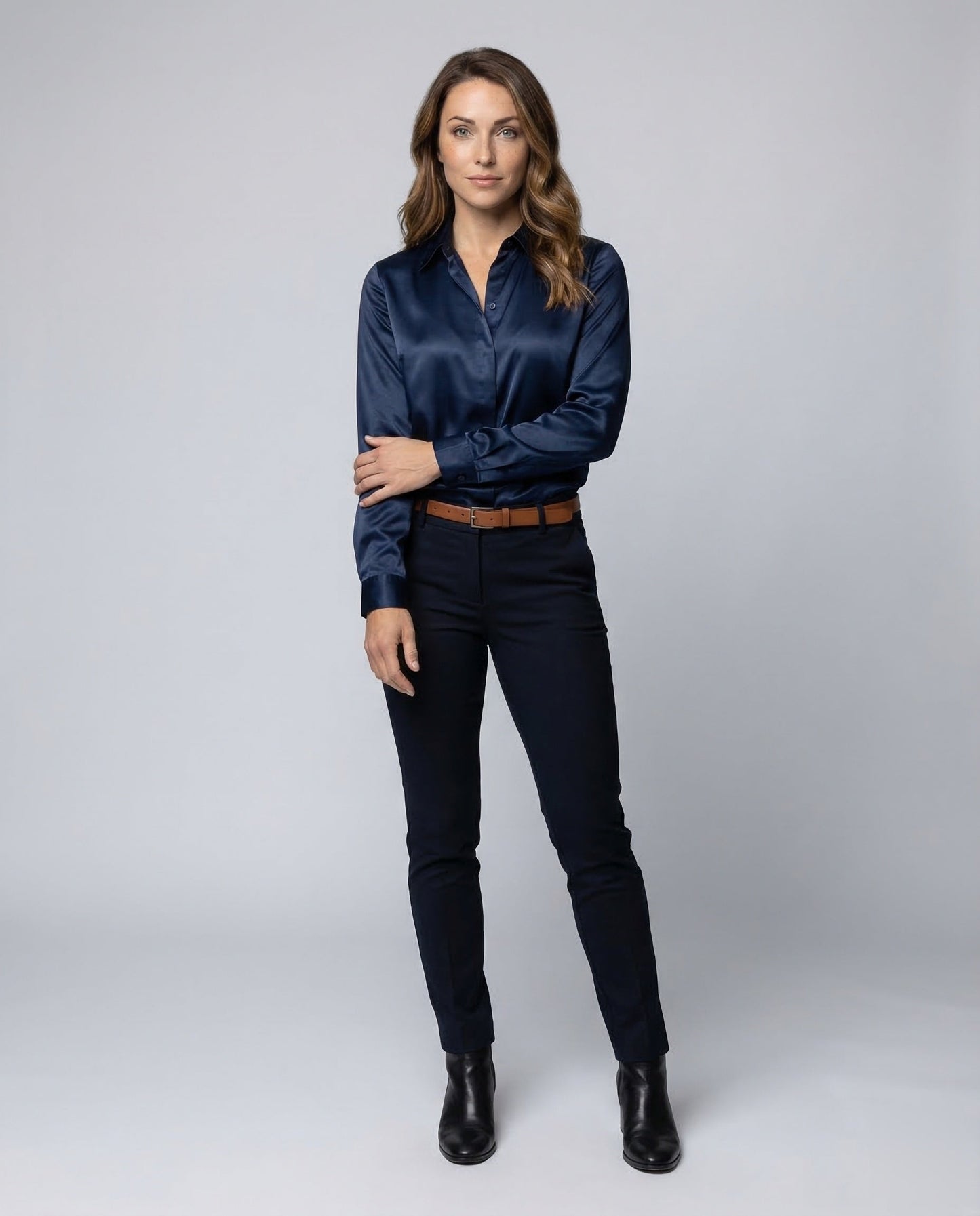 Damen Klassische Satinbluse - Eveloria