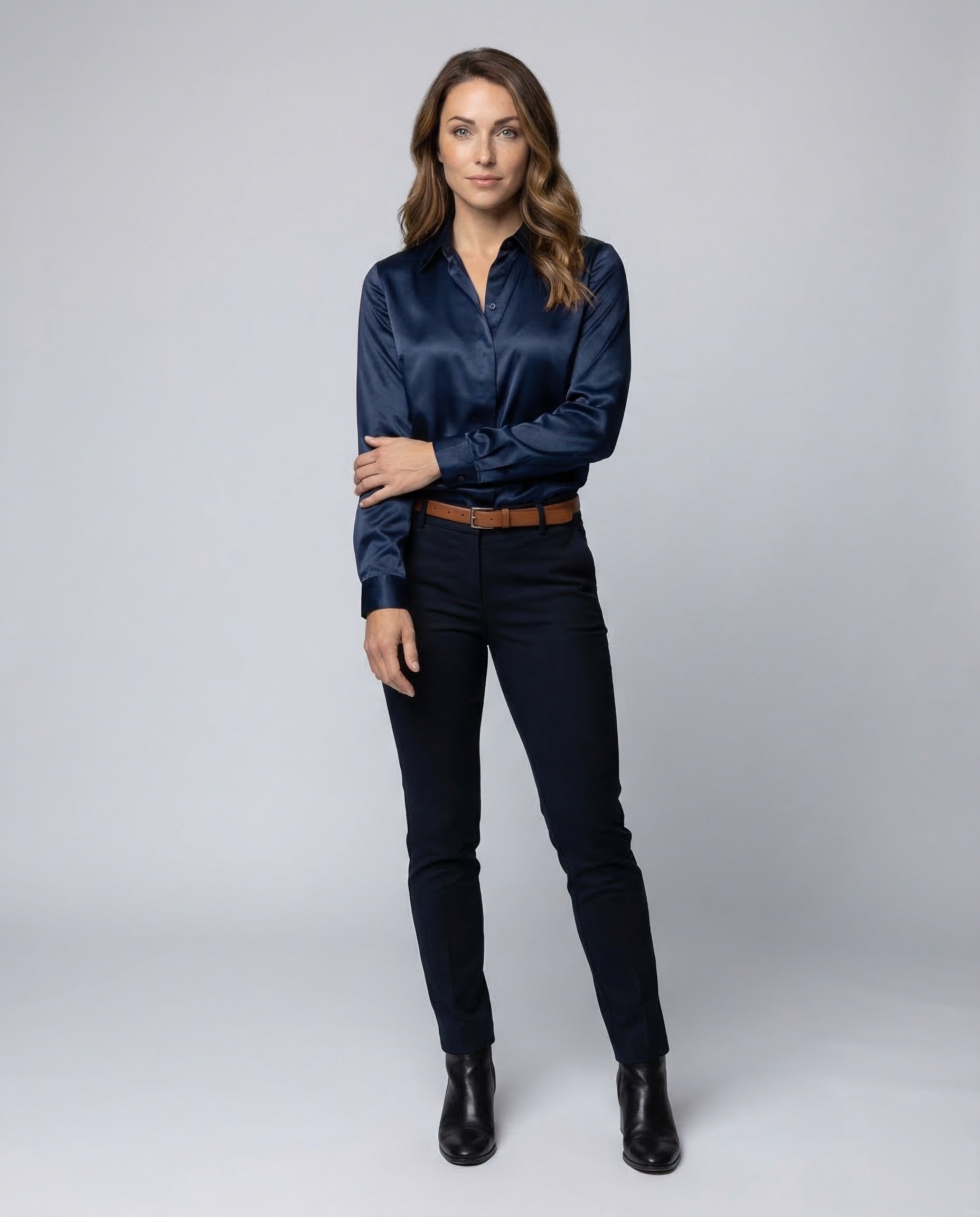 Damen Klassische Satinbluse - Eveloria