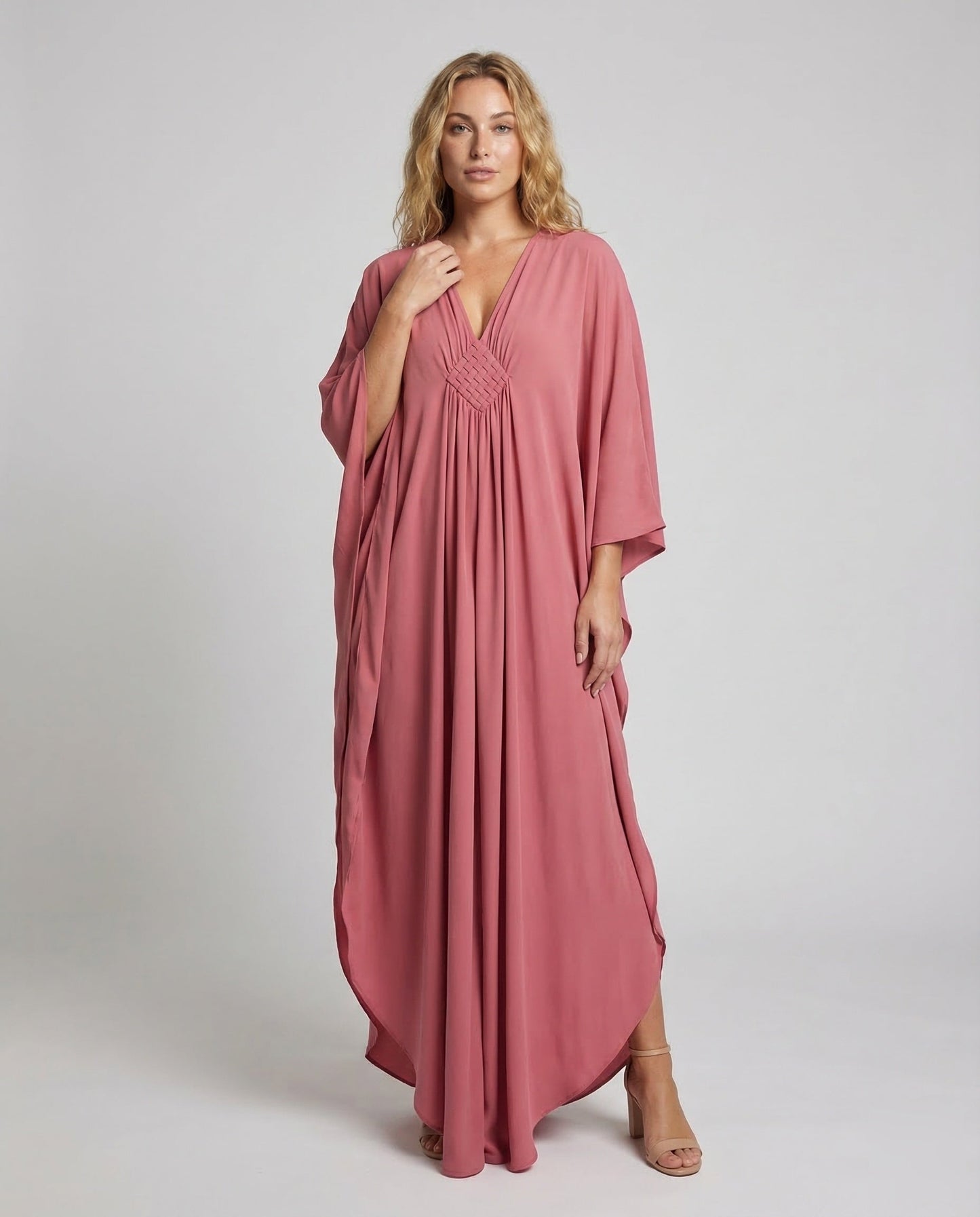 Damen Kaftan Kleid V-Ausschnitt Kimonoärmel - Eveloria
