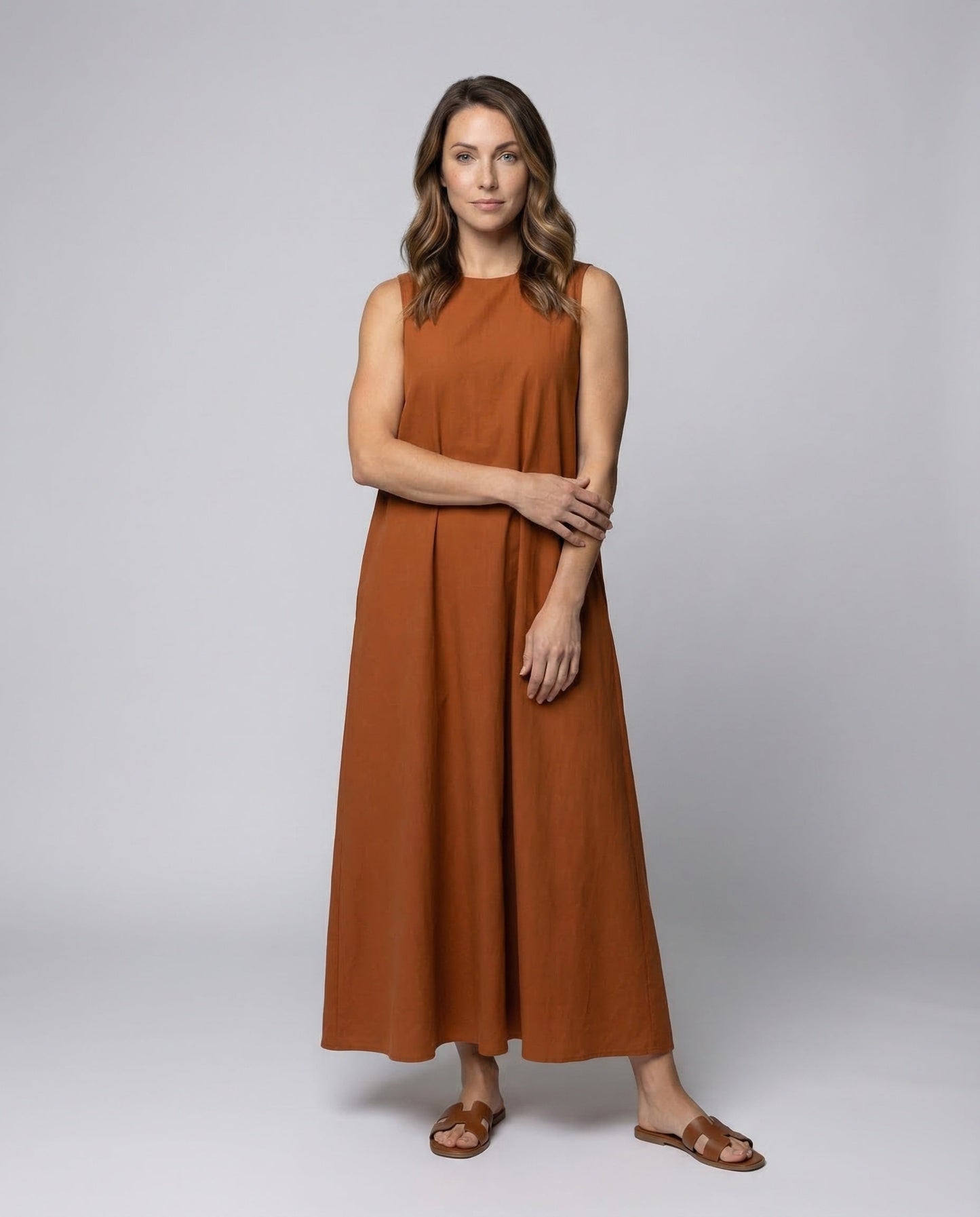 Damen Maxikleid Leinenmix Hängerschnitt - Eveloria