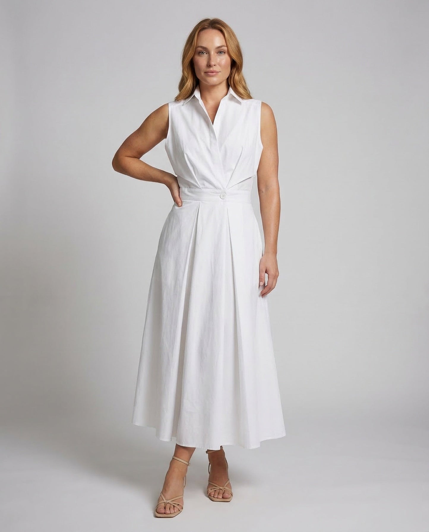 Damen Hemdblusenkleid Faltenrock - Eveloria