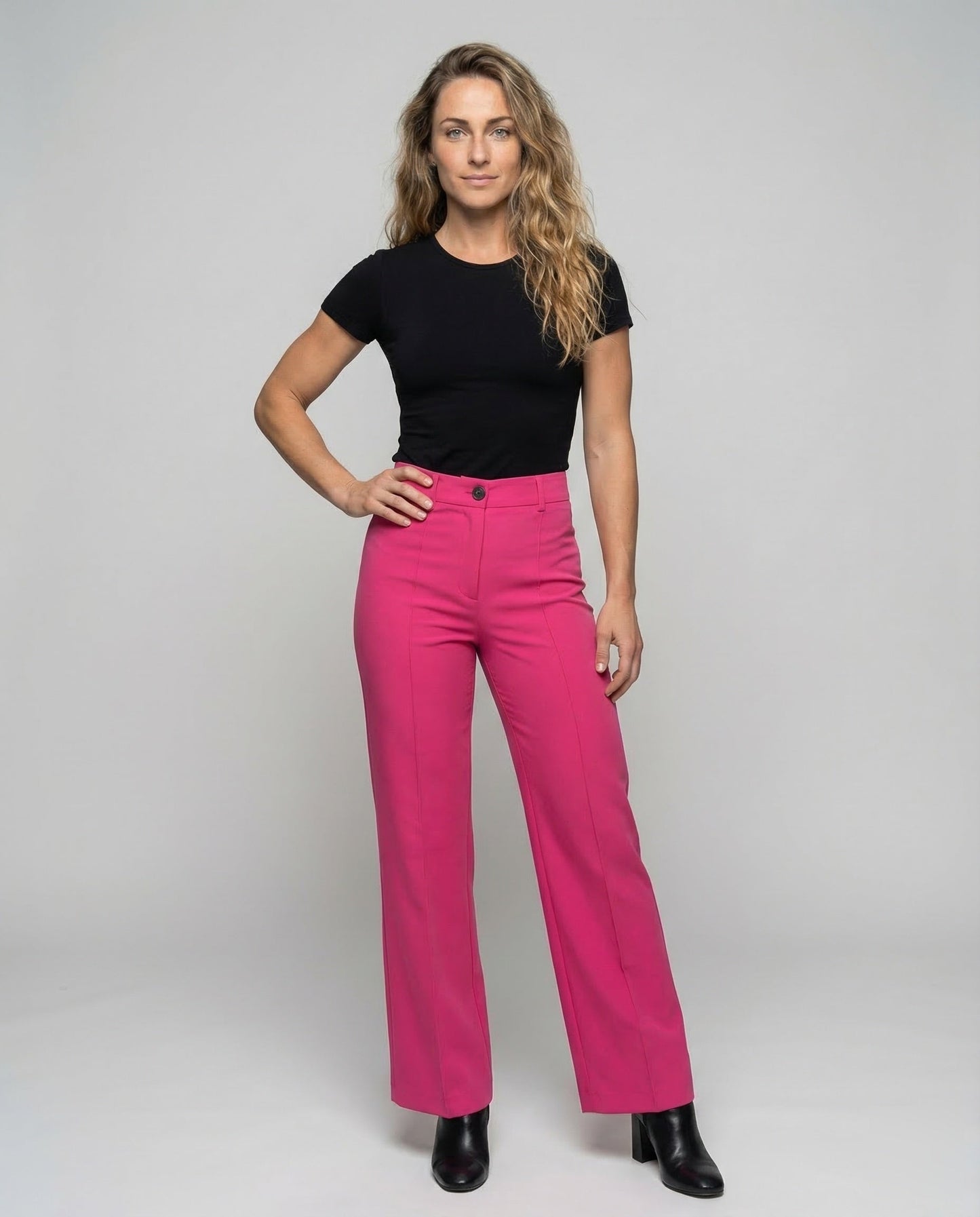Damen Palazzo-Hose Bügelfalten Weites Bein - Eveloria