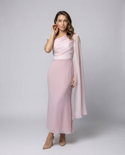 Damen Abendkleid Ein-Schulter-Design Cape-Ärmel - Eveloria