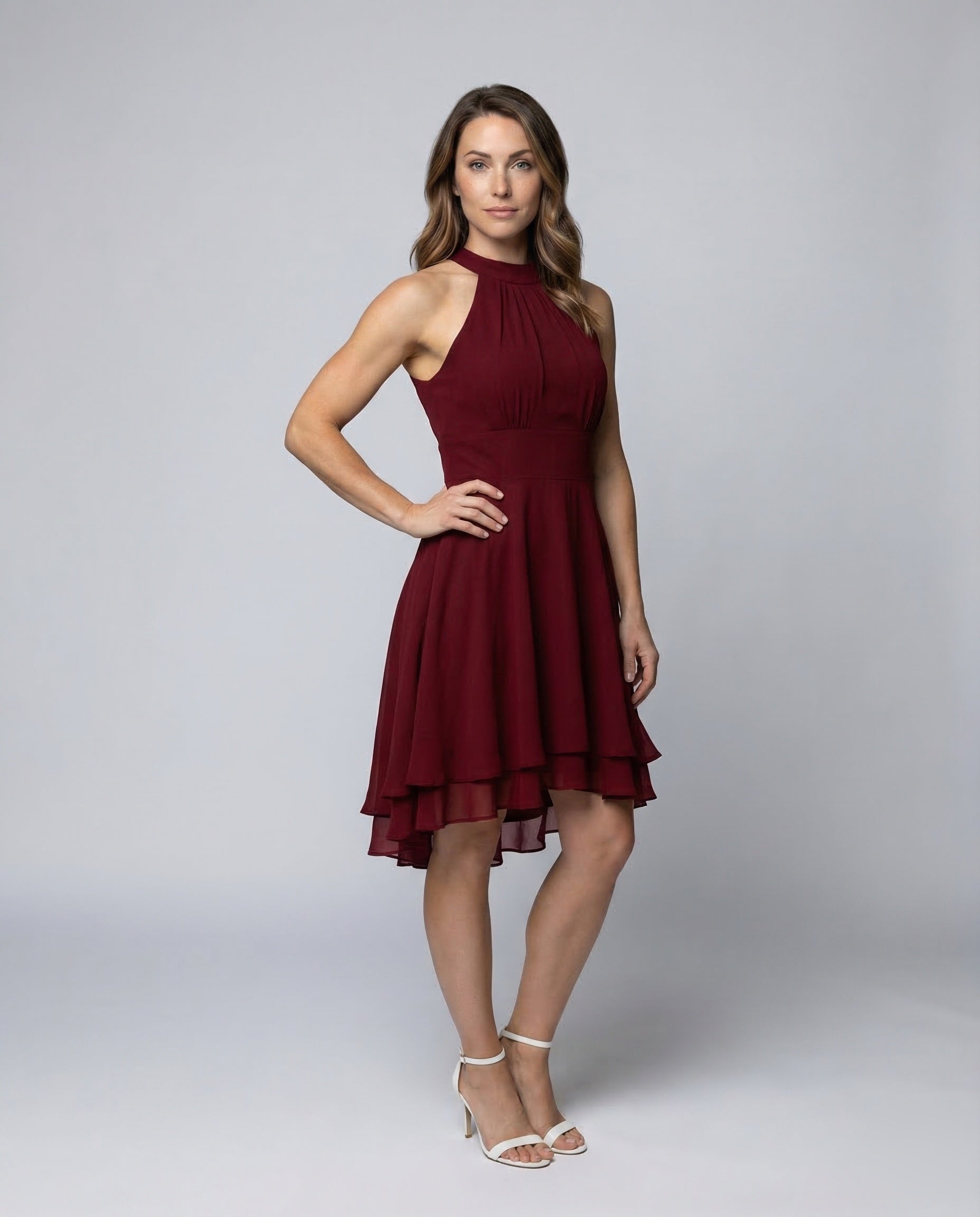 Damen Cocktailkleid Stufenrock Mehrschichtig Schwarz - Eveloria