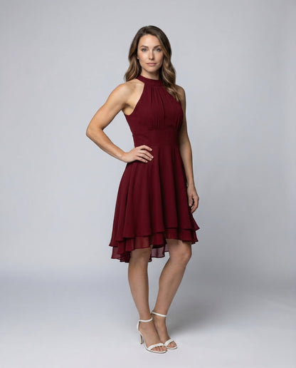 Damen Cocktailkleid Stufenrock Mehrschichtig Schwarz - Eveloria