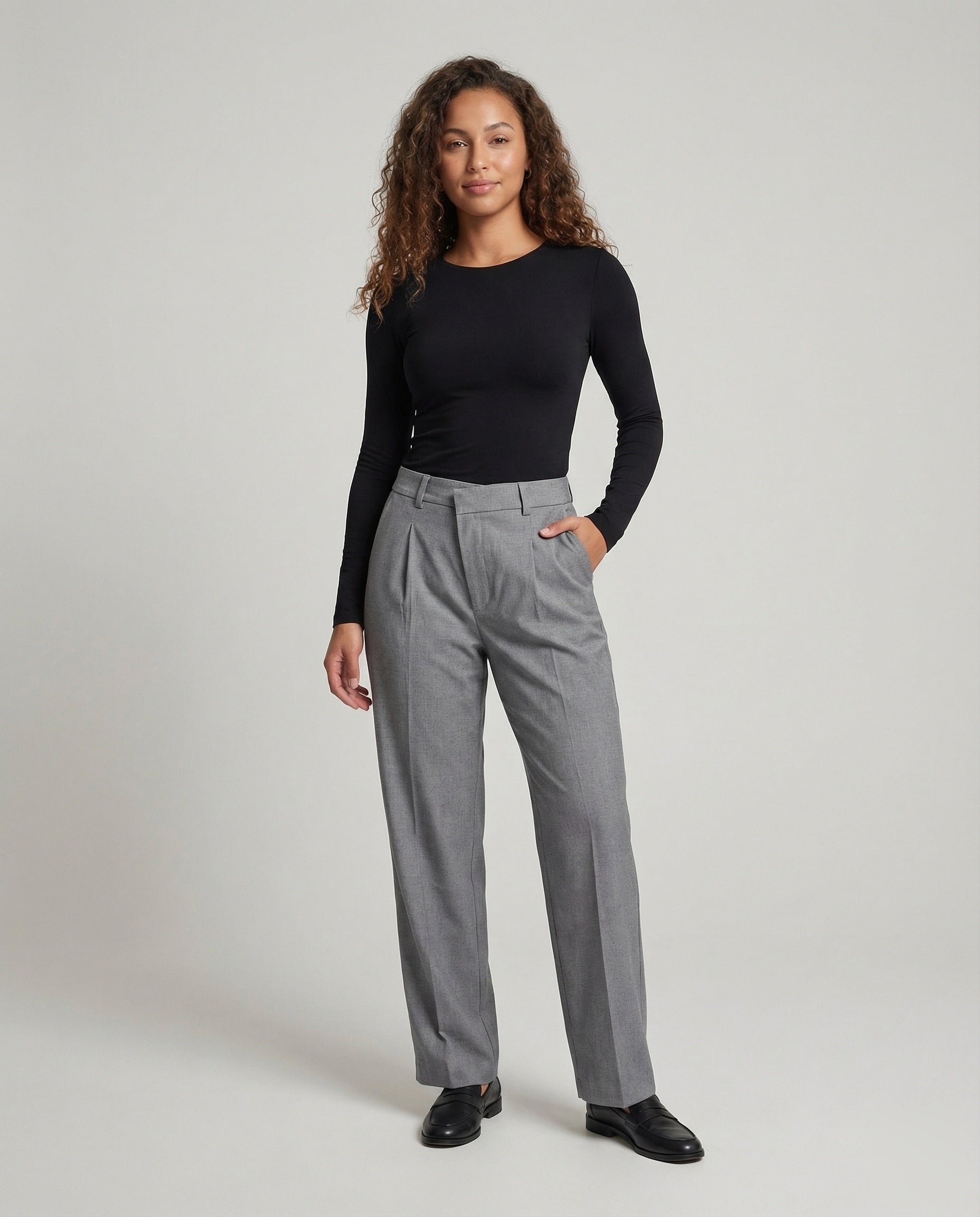 Damen Bügelfaltenhose mit Gürtelschlaufen - Eveloria