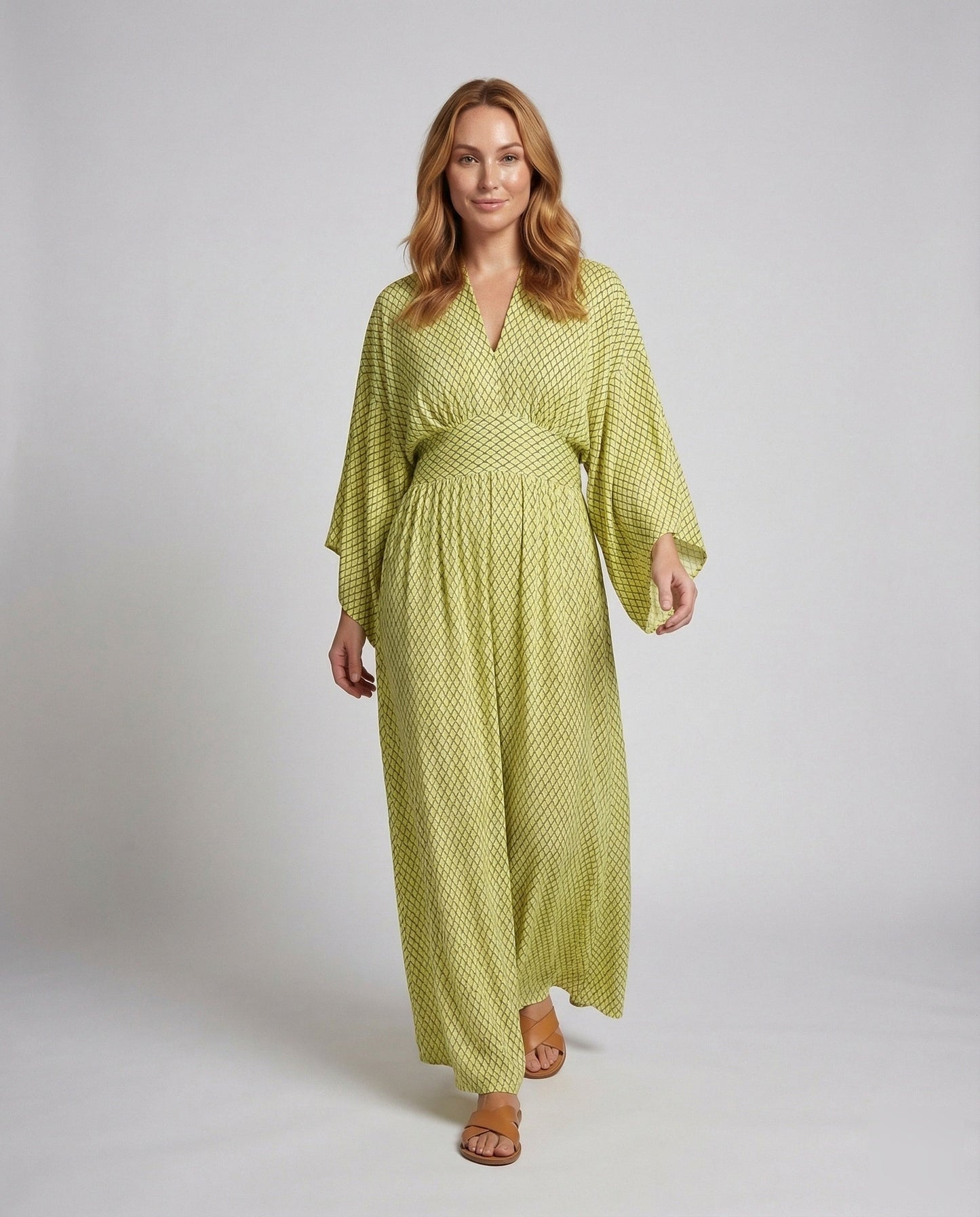Damen Maxikleid Fledermausärmel mit Gummizug - Eveloria