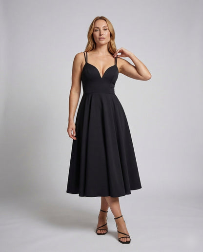 Damen Midikleid Korselett-Design Herzförmiges Dekolleté - Eveloria