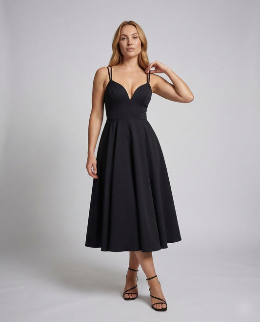 Damen Midikleid Korselett-Design Herzförmiges Dekolleté - Eveloria