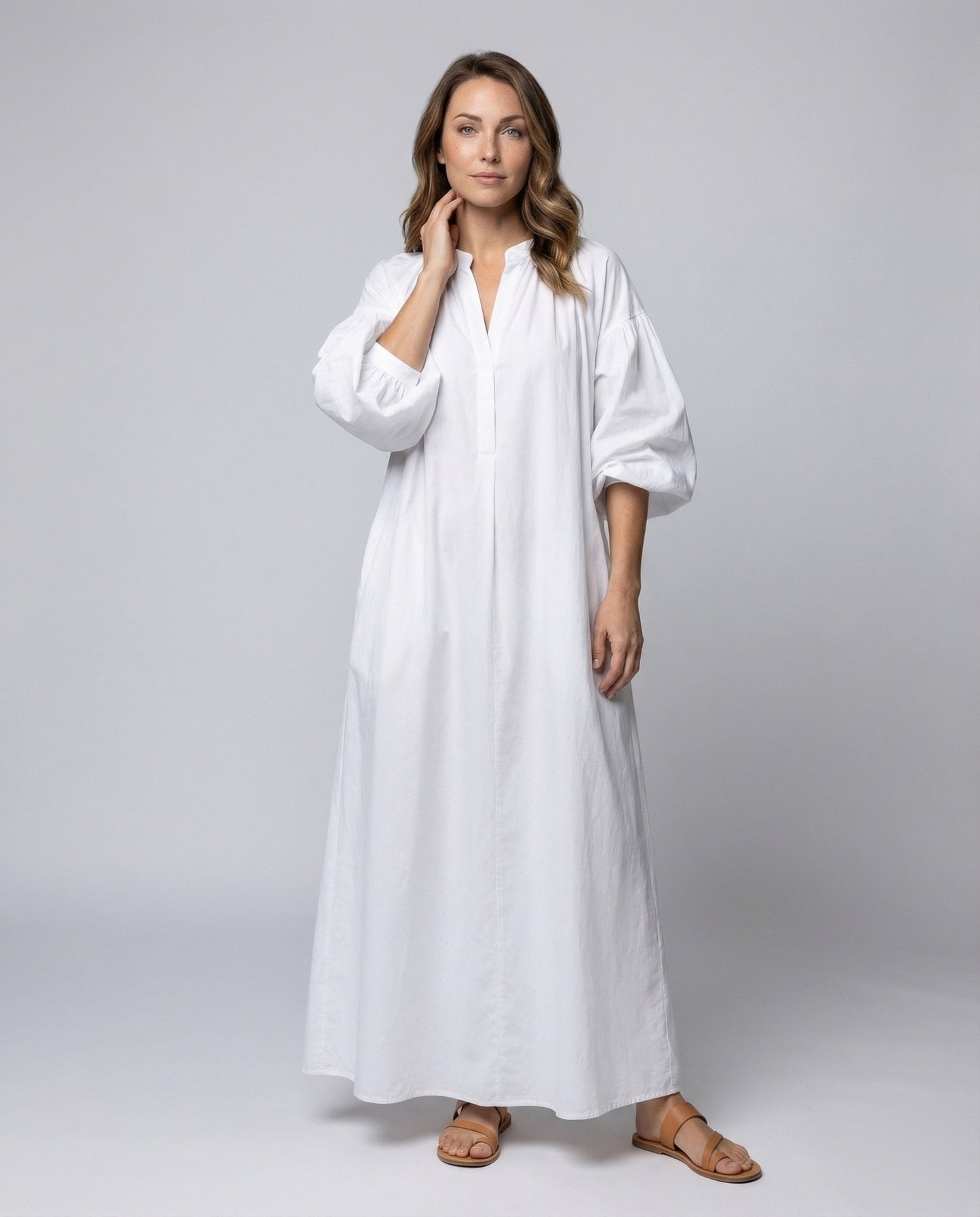 Damen Maxikleid Kaftan-Stil Ballonärmel - Eveloria
