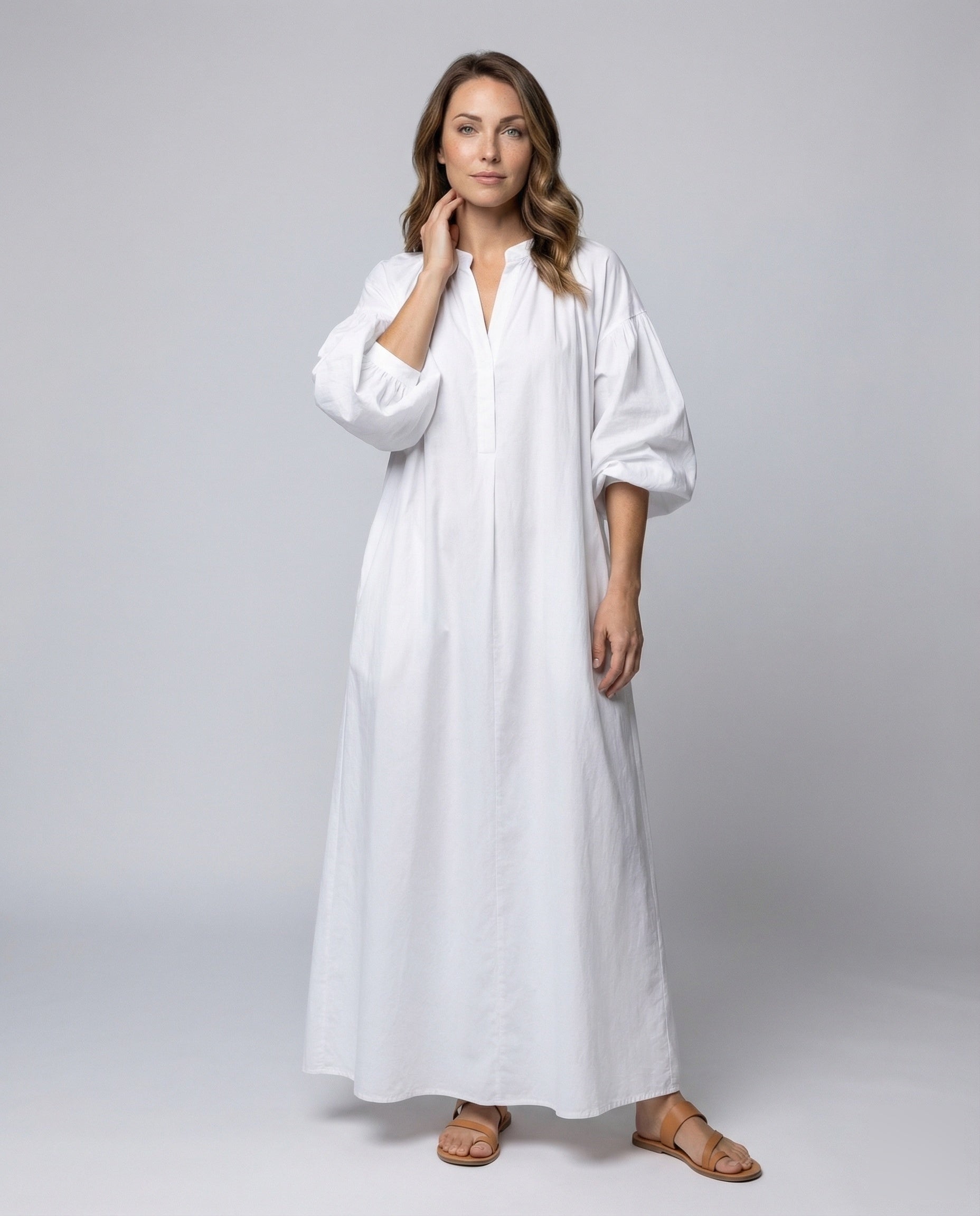 Damen Maxikleid Kaftan-Stil Ballonärmel - Eveloria