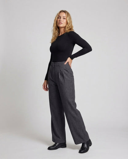Damen Wollhose Twill Stoff mit Faltenbund - Eveloria
