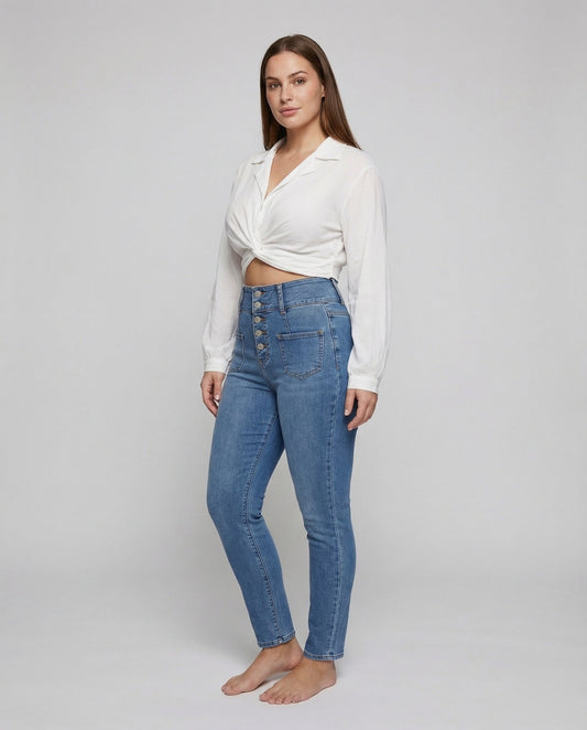 Damen Bluse Kurz Ballonärmel - Eveloria