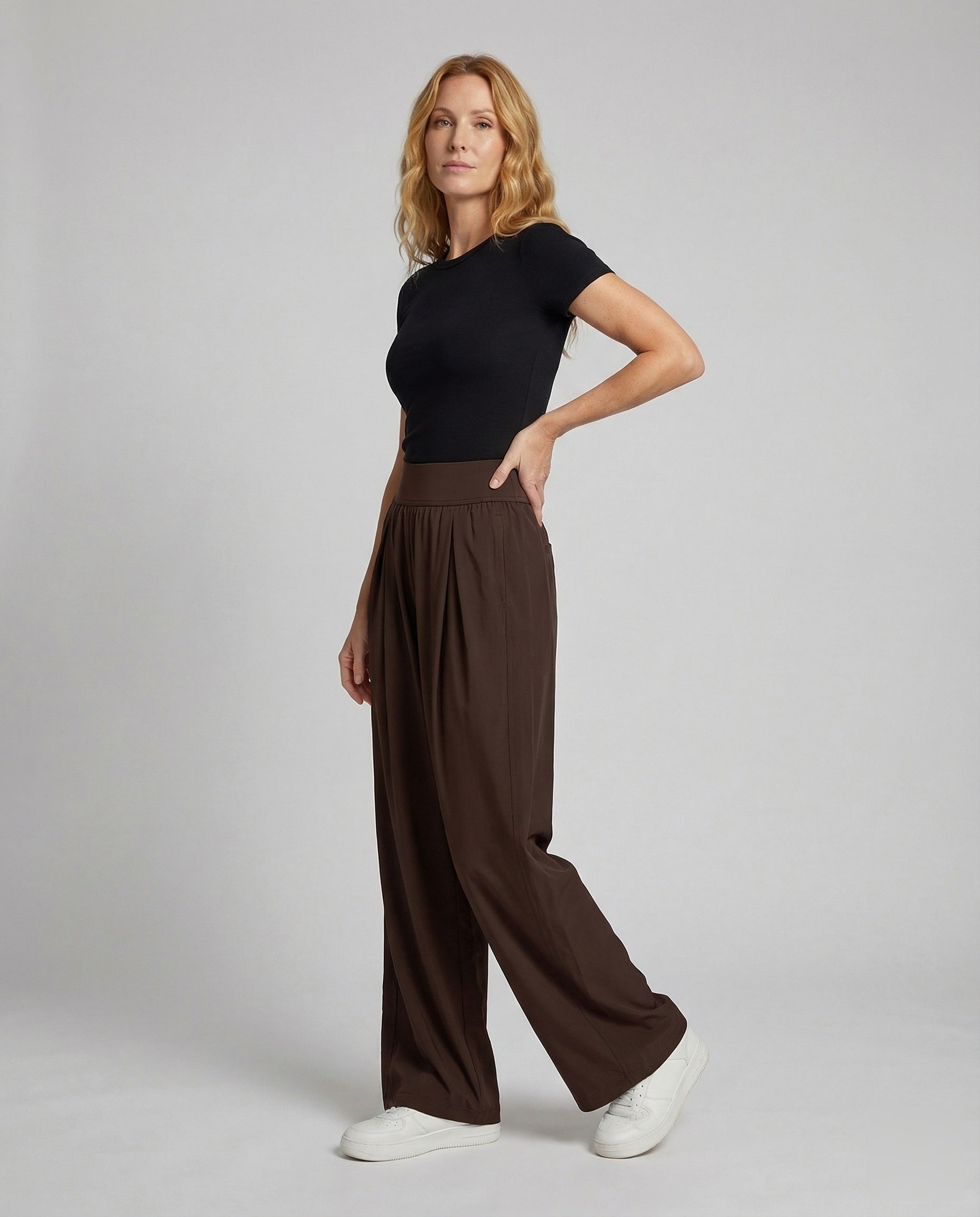 Damen Loungehose Elastischer Bund Mit Bundfalten - Eveloria