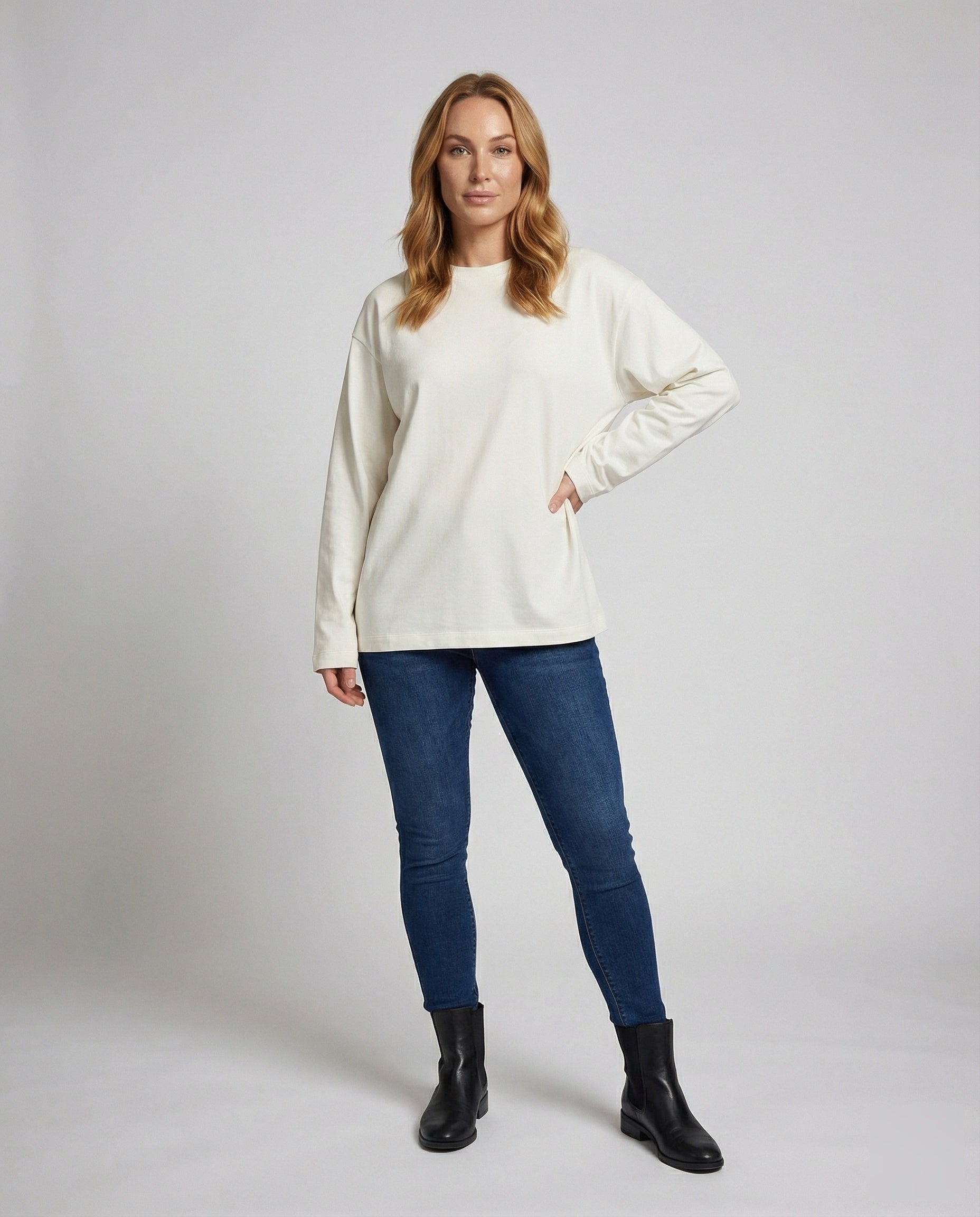 Damen Oversize Sweatshirt Rundhals Gerippt - Eveloria