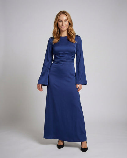 Damen Abendkleid Satin Lange Glockenärmel - Eveloria