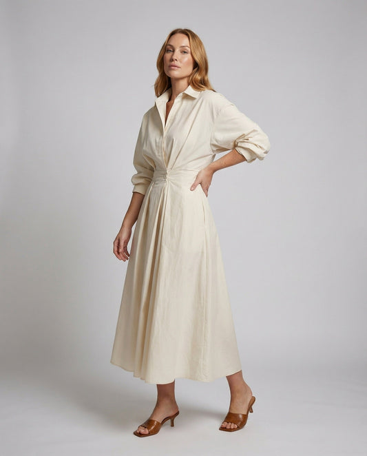 Damen Maxikleid mit Knotendrapage und Tellerrock - Eveloria