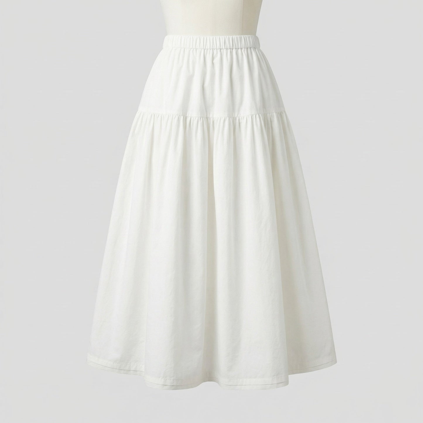 Damen Weicher Midi-Stufenrock Gummibund