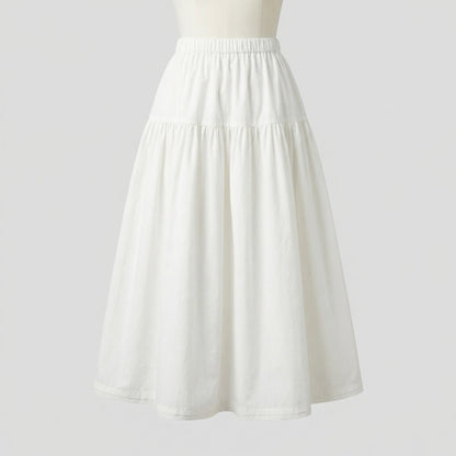 Damen Weicher Midi-Stufenrock Gummibund