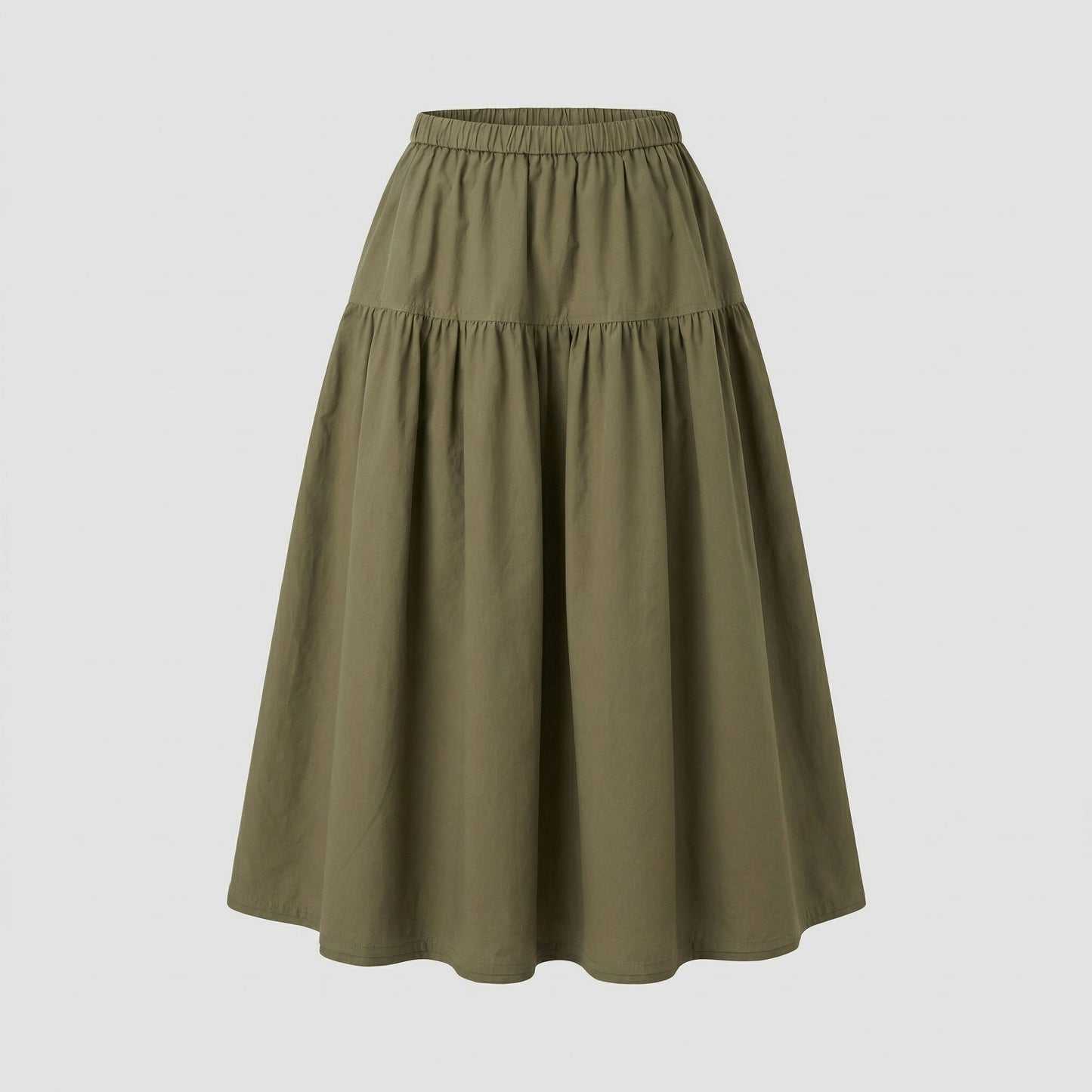 Damen Weicher Midi-Stufenrock Gummibund