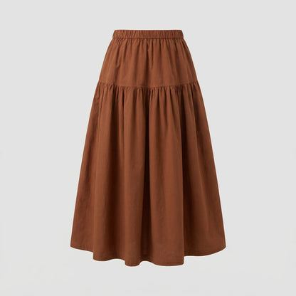 Damen Weicher Midi-Stufenrock Gummibund