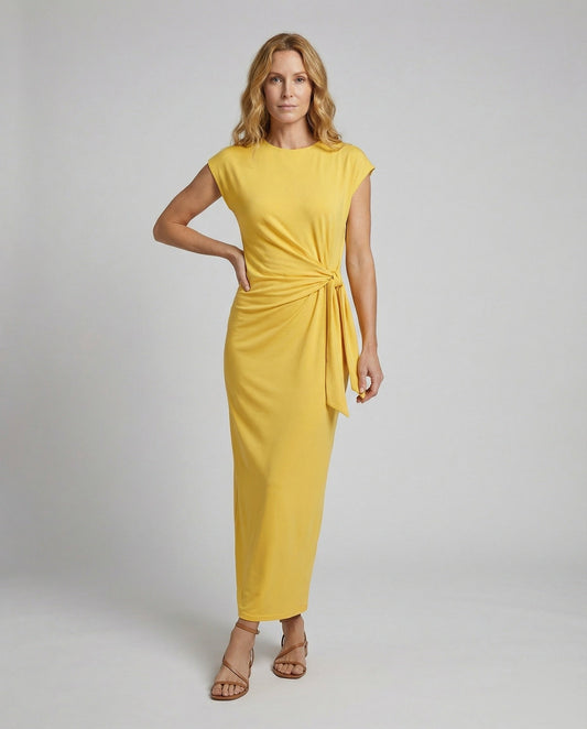 Damen Midikleid Figurbetont Taillentwist - Eveloria