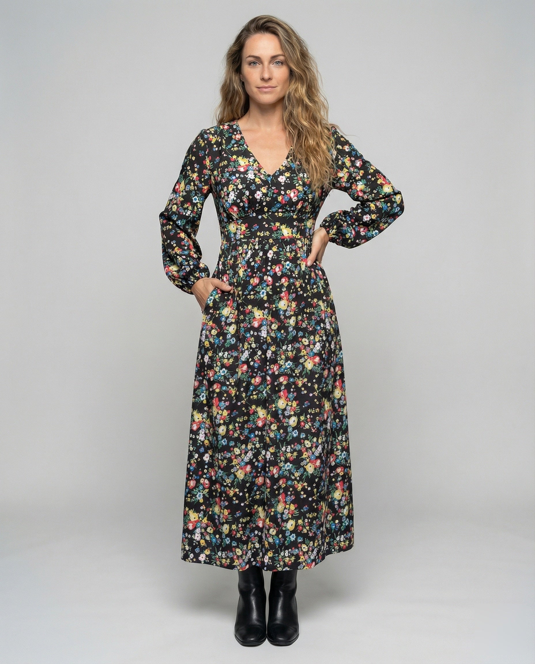 Damen Maxikleid Empire-Naht Floralmuster - Eveloria