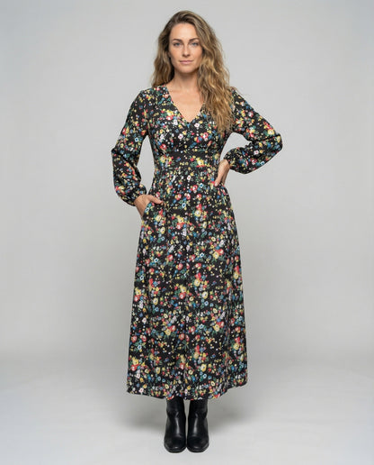 Damen Maxikleid Empire-Naht Floralmuster - Eveloria