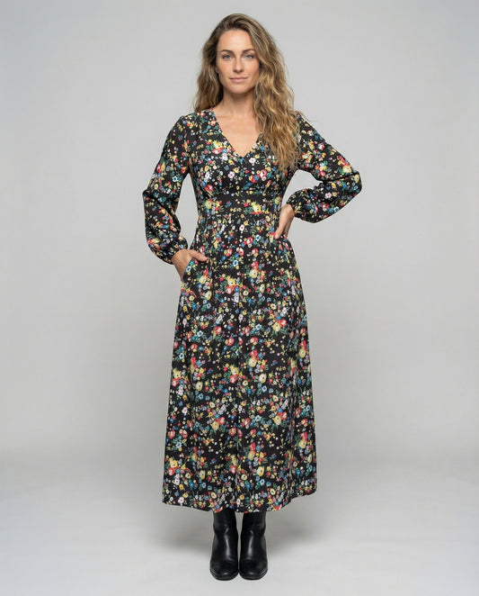 Damen Maxikleid Empire-Naht Floralmuster - Eveloria