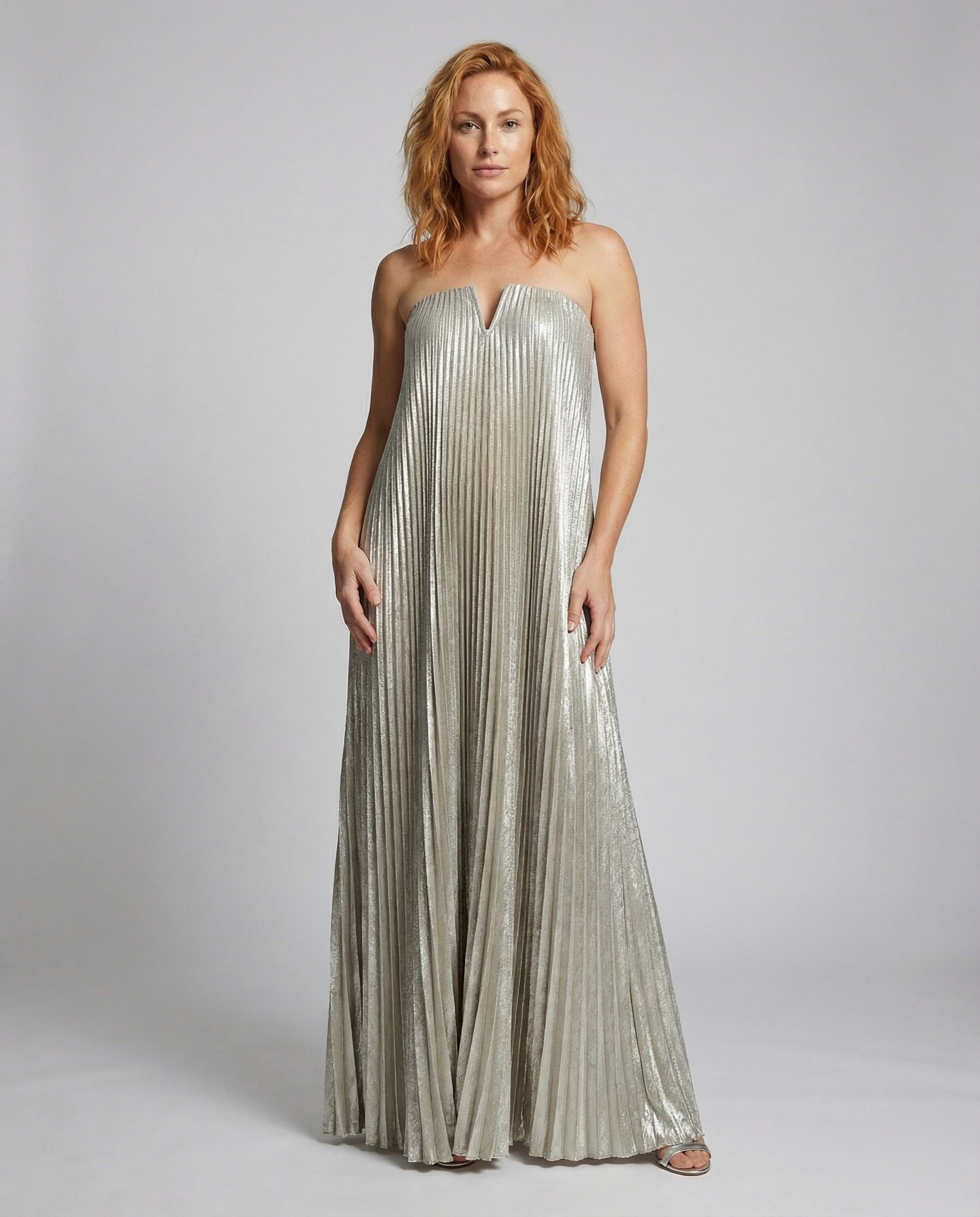 Damen Trägerloses Plissiertes Abendkleid Maxi - Eveloria