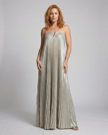 Damen Trägerloses Plissiertes Abendkleid Maxi - Eveloria