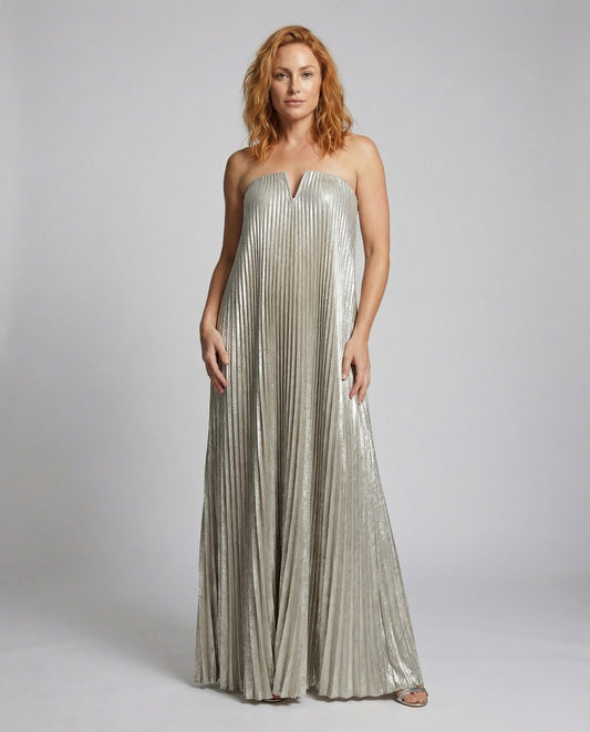 Damen Trägerloses Plissiertes Abendkleid Maxi - Eveloria