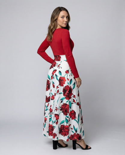 Damen Bodenlanges Zweiteiler Kleid Optik - Eveloria