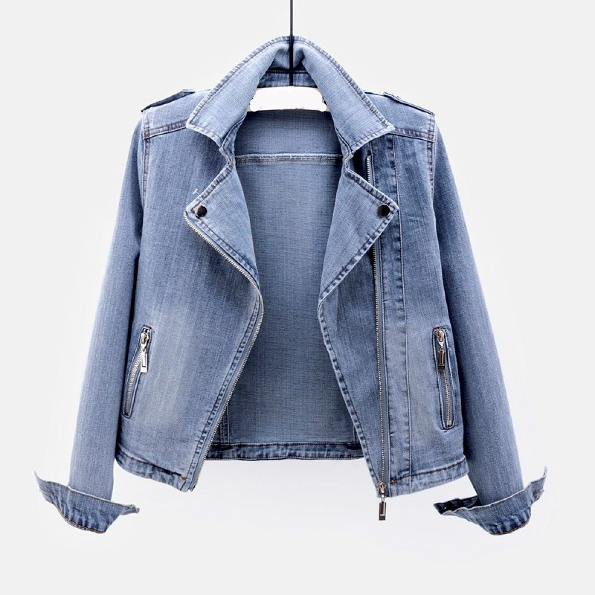 Eveloria Damen Motorradjacke Jeans
