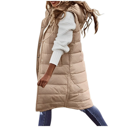 Eveloria Damen Steppmantel Ärmellos Lang