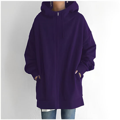 Eveloria Damen Fleece Hoodie Reißverschluss Grau