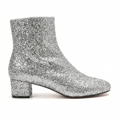 Eveloria Damen Ankle Boots Glitzernd Blockabsatz