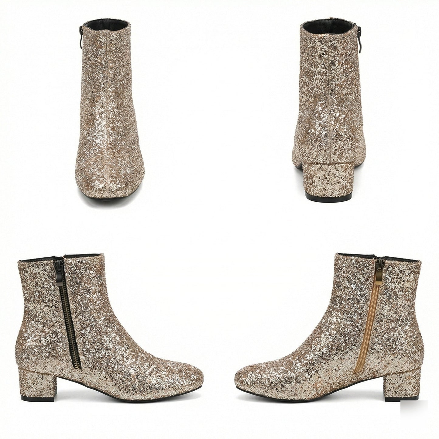 Eveloria Damen Ankle Boots Glitzernd Blockabsatz