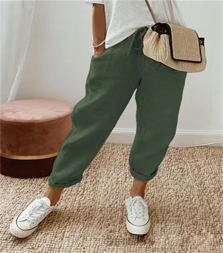 Elegante Damen Hose Baumwollleinen