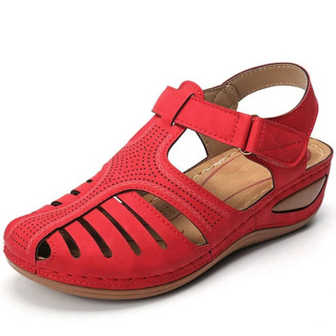 Damen Walking Sandalen Frühlingslook Cutout Leder Beige