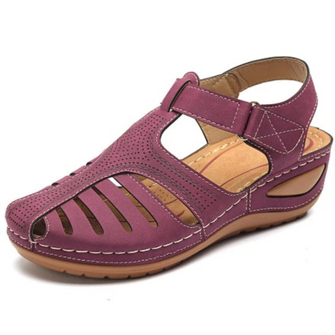 Damen Walking Sandalen Frühlingslook Cutout Leder Beige