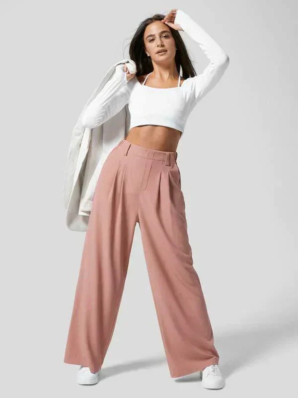 Damen Sommerhose Weitbein Hochtailliert