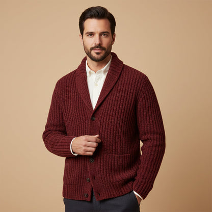 Herren Strickcardigan Reverskragen Warm Beige