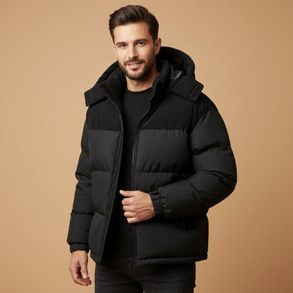 Herren Winterjacke Gepolstert Mit Kapuze Warm