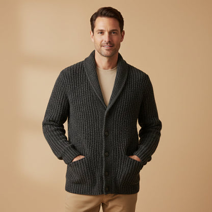 Herren Strickcardigan Reverskragen Warm Beige