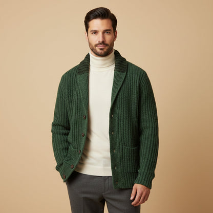 Herren Strickcardigan Reverskragen Warm Beige