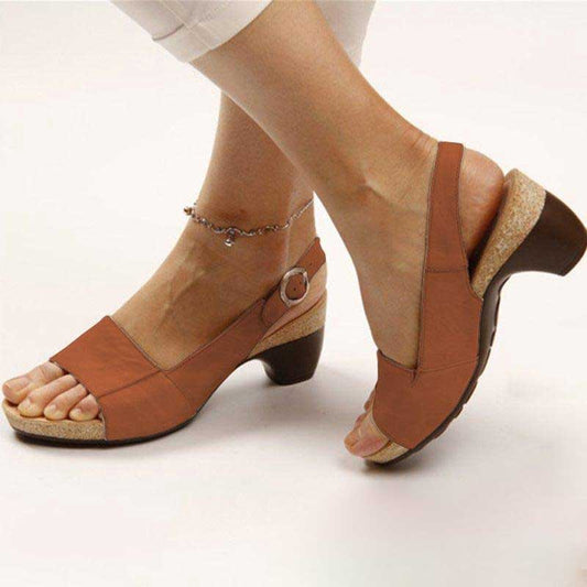 Eveloria Damen Orthopädische Sandalen Absatz Komfort Schwarz - Eveloria