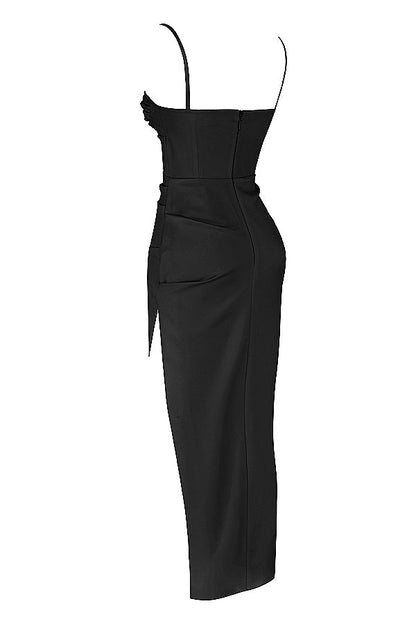 Eveloria Damen Midikleid Plissiertes Korsett