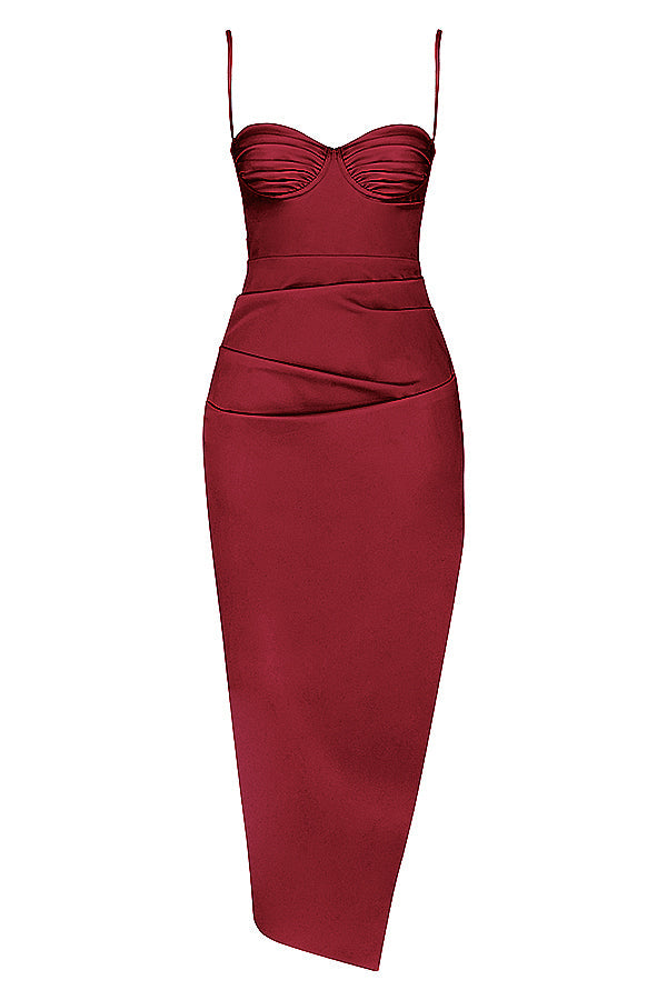 Eveloria Damen Midikleid Plissiertes Korsett